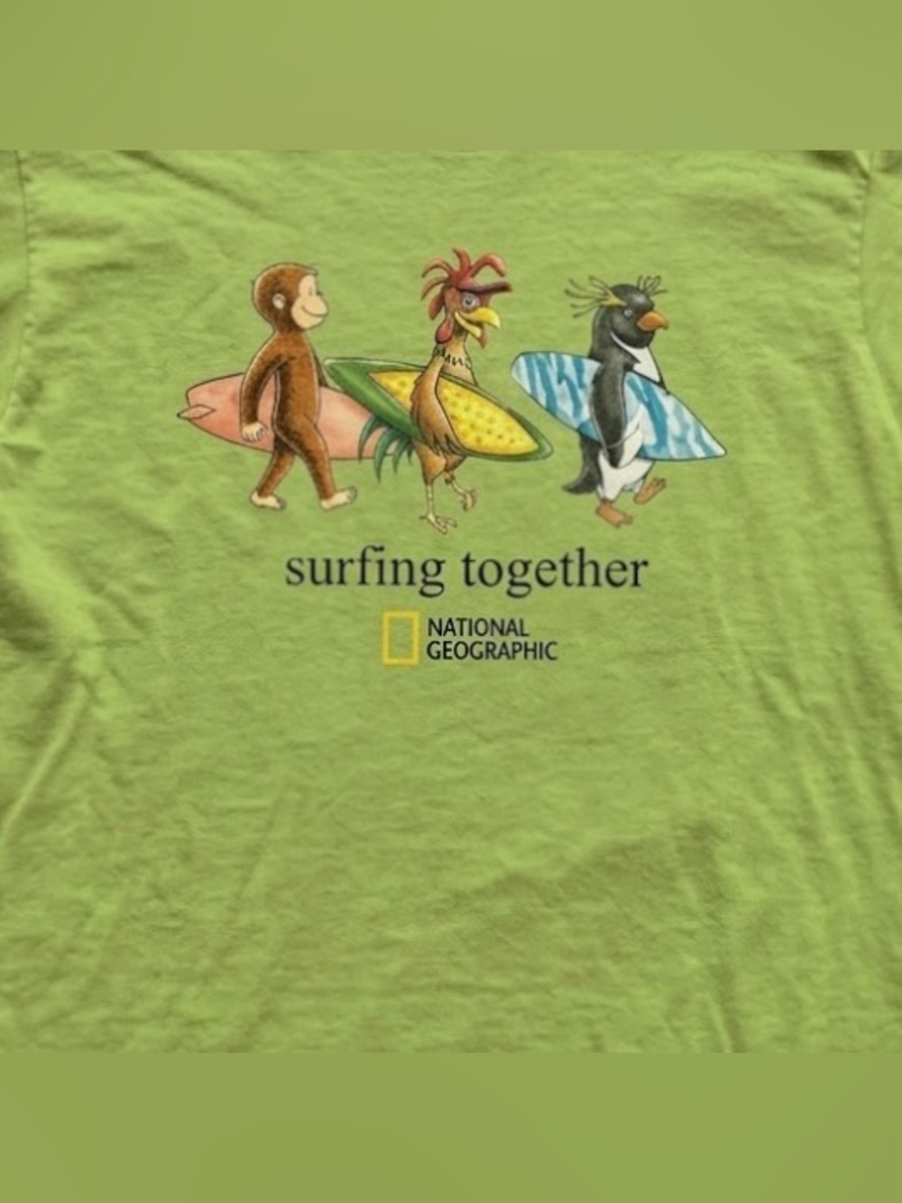 National Geographic 'Surfing Together' Lime Green T-Shirt - Picture 3 of 4